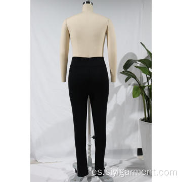 Pantalón elástico negro ajustado para mujer